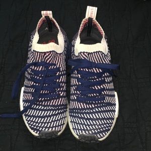 Nike NMD blue red and white shoes